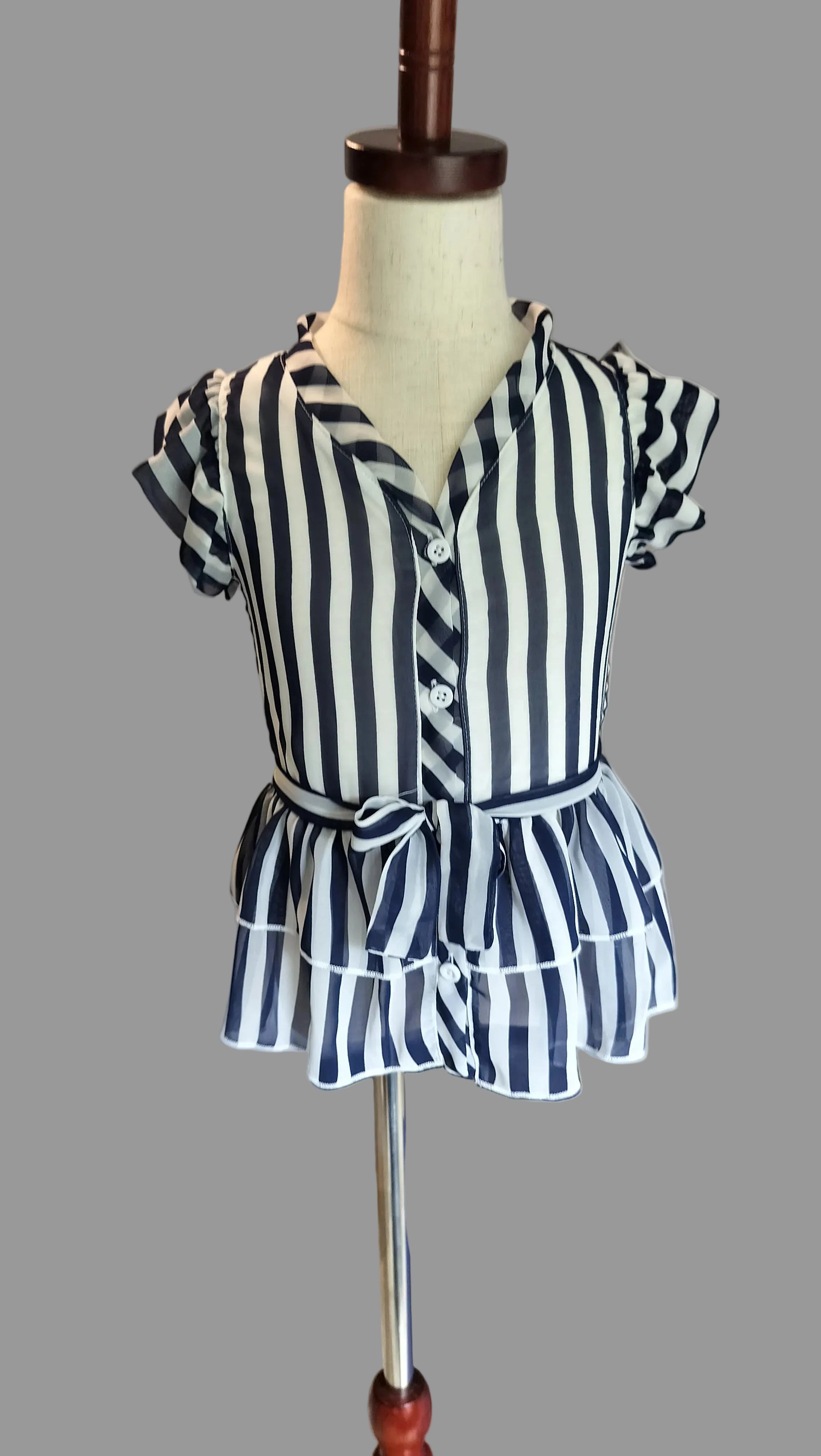 Candy-Stripe Sprite Blouse (Navy)